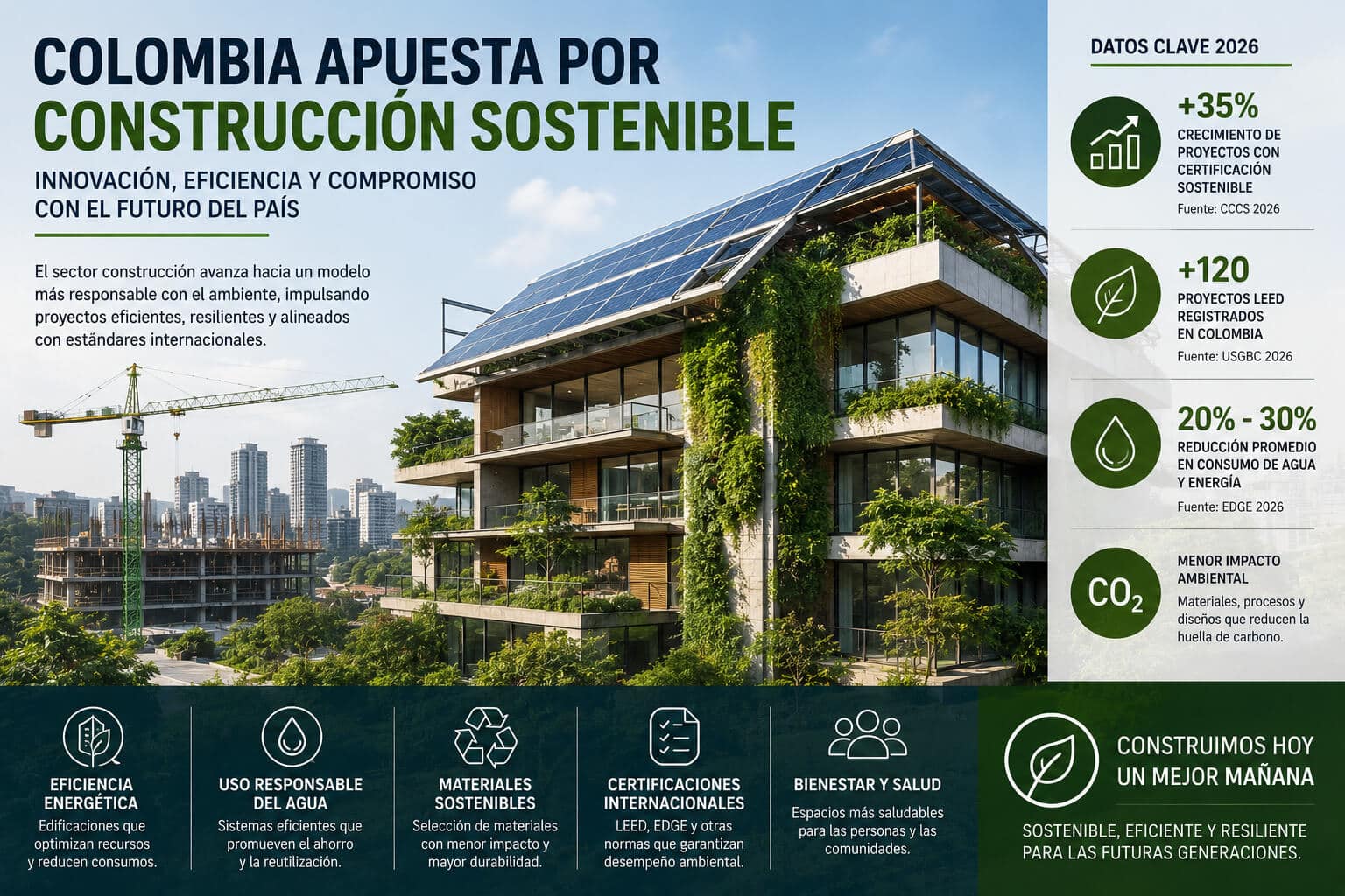 Colombia apuesta por construcción sostenible con nuevas exigencias técnicas y transformación del sector en 2026