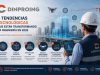 Infografía de Dinproing Ltda. sobre las cinco tendencias tecnológicas que están transformando la ingeniería en 2026, incluyendo inteligencia artificial, BIM, Gemelos Digitales, drones y analítica de datos.