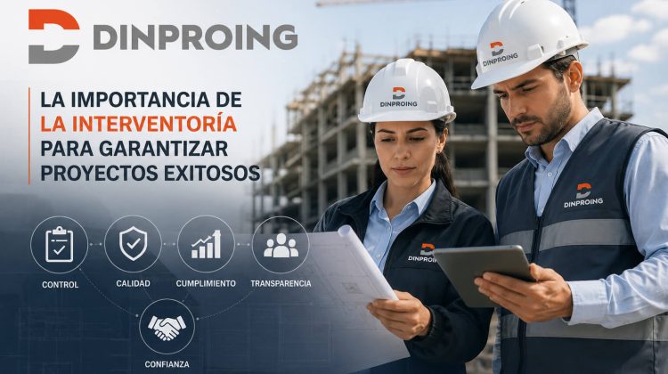 Equipo de interventoría de Dinproing verificando el avance y la calidad de un proyecto de infraestructura.